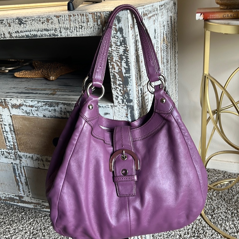 Coach Purple Leather Satchel